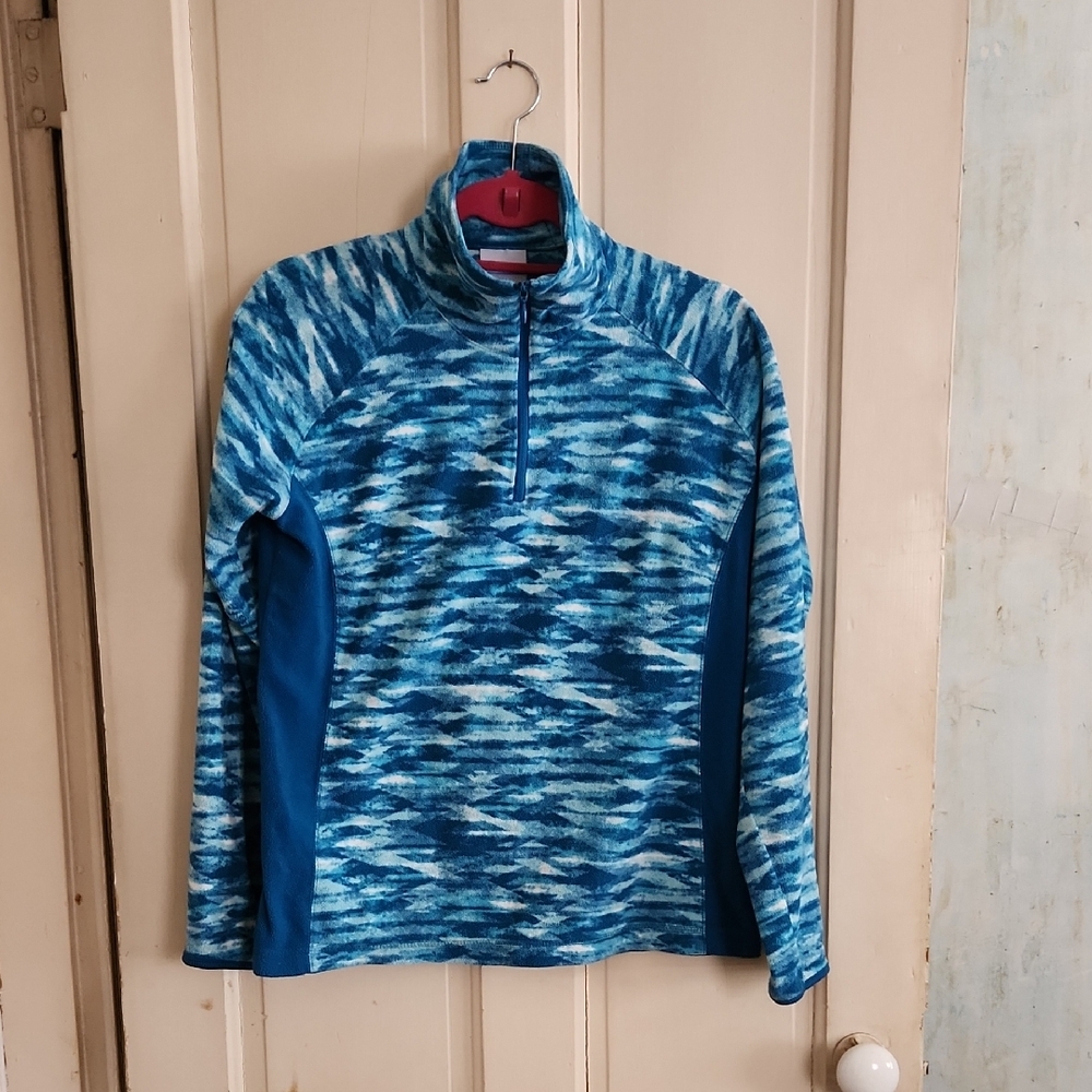 Columbia Blue Patterned Quarter-Zip Pullover